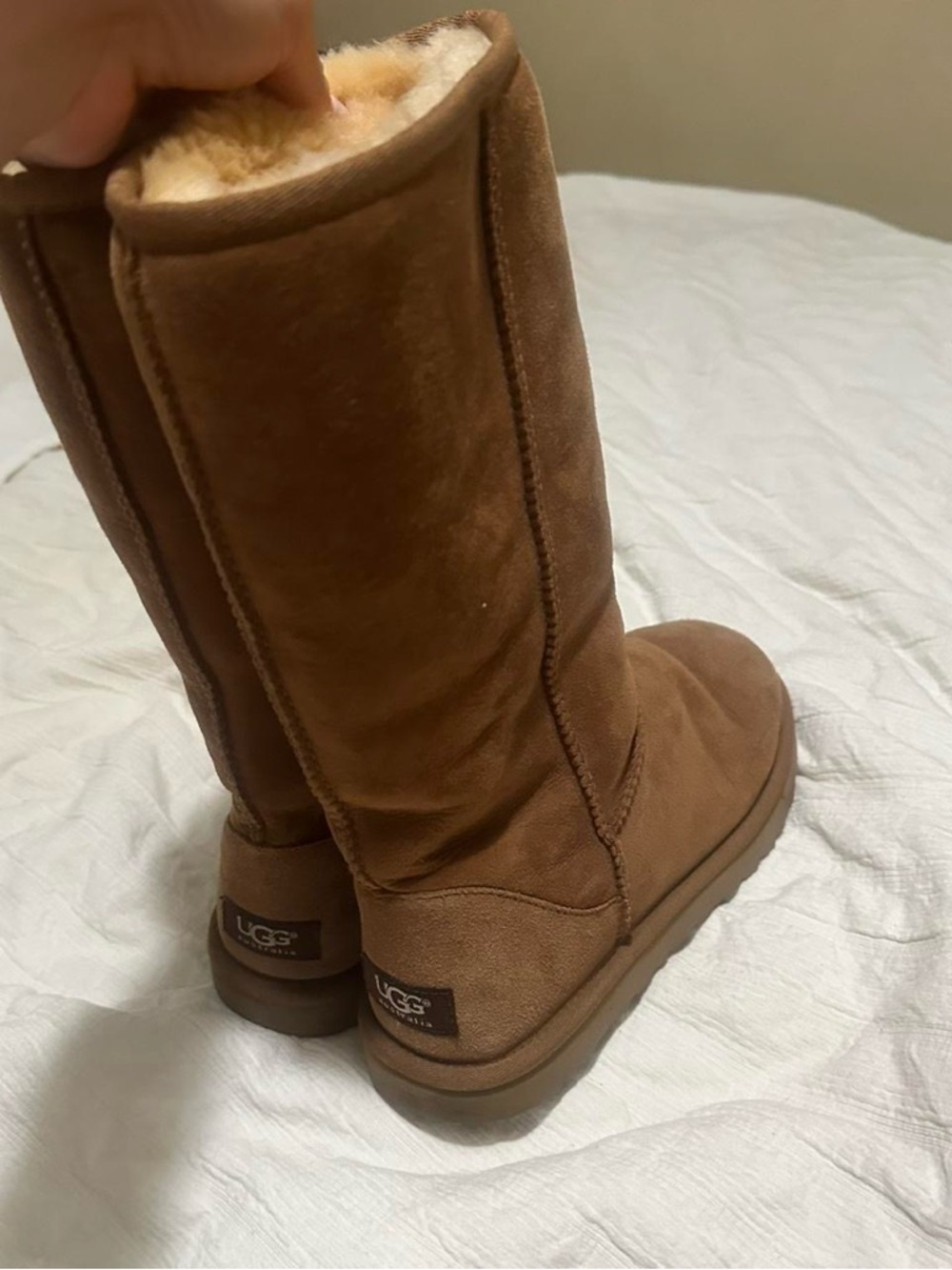 UGG Tall Suede Shearling Boots - Chestnut Brown